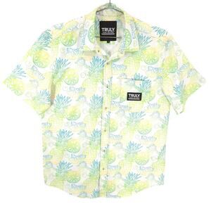 Truly Hard Seltzer Shirt Mens S Fruit Print Performance Button Up Short Sleeve